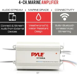 Marine Amplifier 200W Bluetooth Waterproof White<Pyle