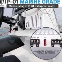 Marine Amplifier 240W Waterproof 4-Channel Aluminum Heatsink<Pyle