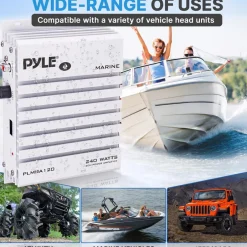 Marine Amplifier 240W Waterproof 4-Channel Aluminum Heatsink<Pyle