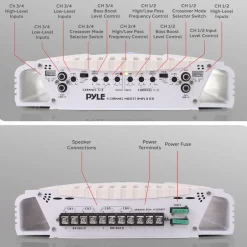 Marine Amplifier 1000W Waterproof 4-Channel MOSFET Power Supply<Pyle Online