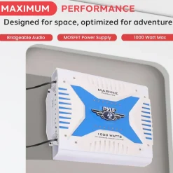 Marine Amplifier 1000W Waterproof 4-Channel MOSFET Power Supply<Pyle Online