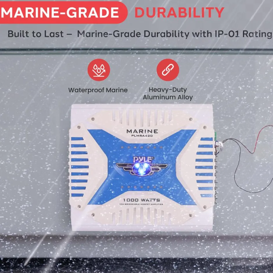 Marine Amplifier 1000W Waterproof 4-Channel MOSFET Power Supply<Pyle Online