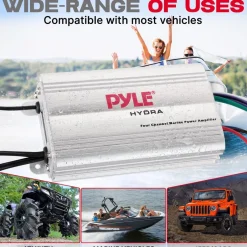 Marine Amplifier 400W Waterproof 4-Channel RCA Input Remote Control<Pyle Clearance