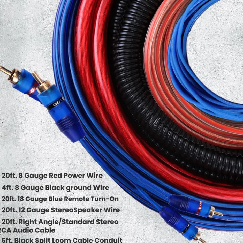 Marine Audio Wiring Kit 1000W Marine Grade 20ft 8 Gauge Power Wire<Pyle New