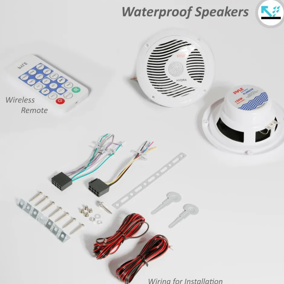 Marine Bluetooth Mp3 Stereo Speaker Kit<Pyle Hot