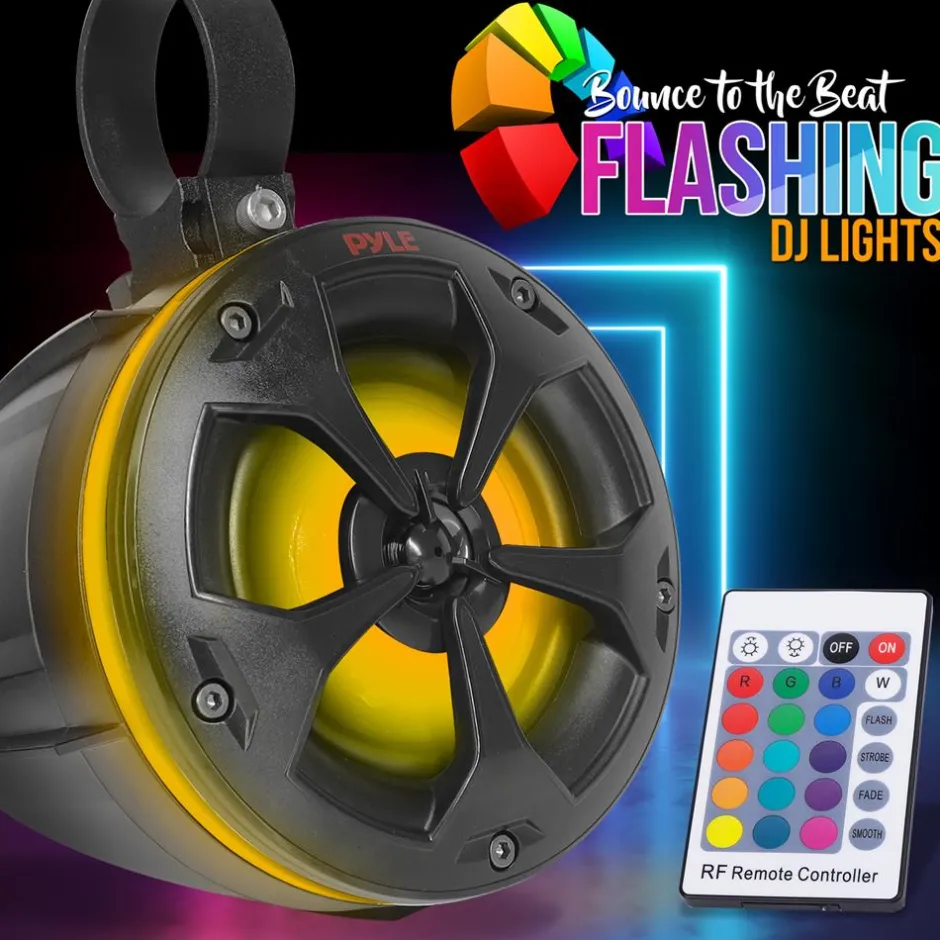 Marine Bluetooth Speakers 800W Waterproof RGB Lights for ATV/UTV<Pyle Best