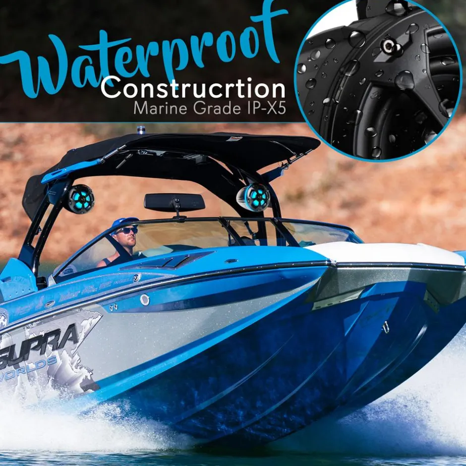 Marine Bluetooth Speakers 800W Waterproof RGB Lights for ATV/UTV<Pyle Best