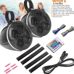 Marine Bluetooth Speakers 800W Waterproof RGB Lights for ATV/UTV<Pyle Best