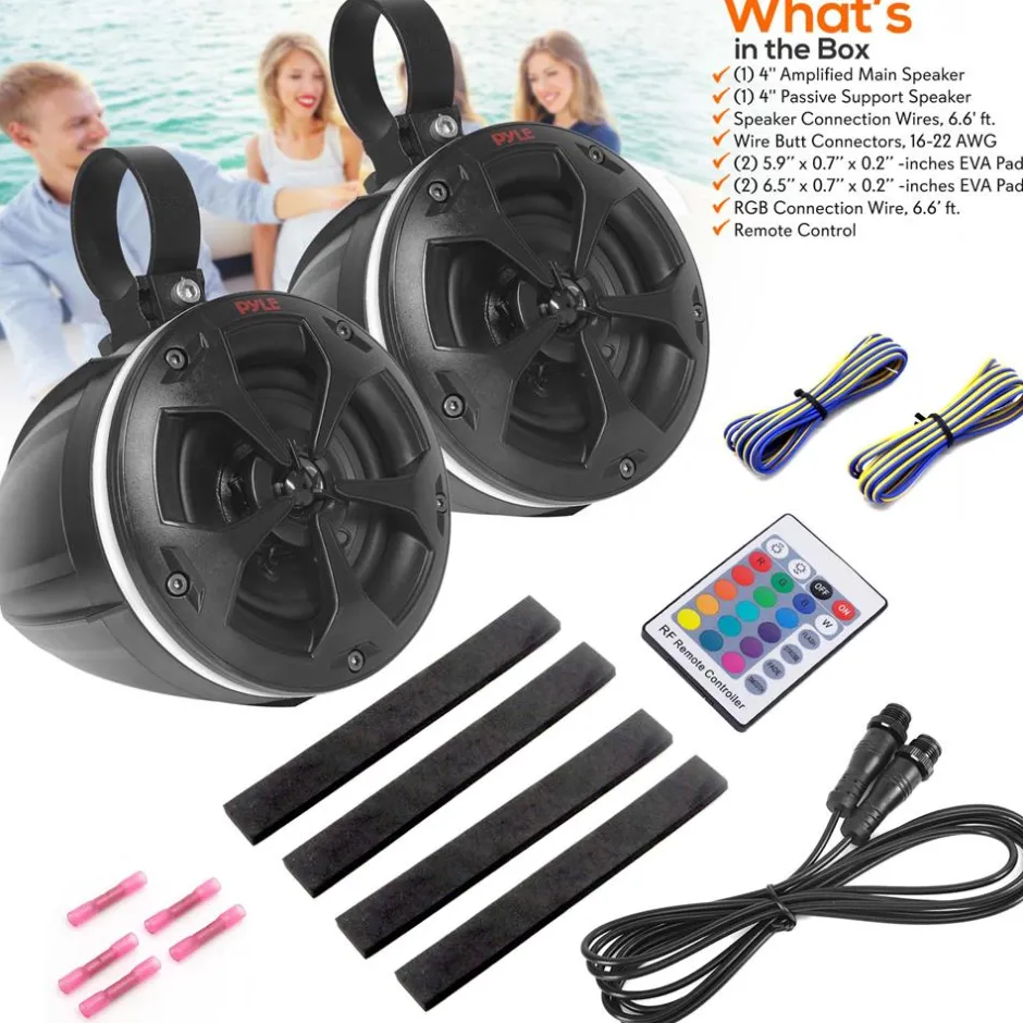 Marine Bluetooth Speakers 800W Waterproof RGB Lights for ATV/UTV<Pyle Best