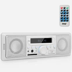 Marine Bluetooth Stereo Radio - Wireless Streaming, Built-in Mic, White<Pyle Outlet