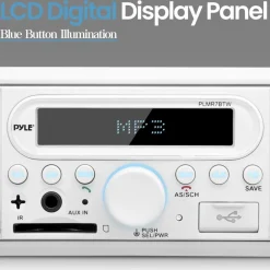 Marine Bluetooth Stereo Radio - Wireless Streaming, Built-in Mic, White<Pyle Outlet