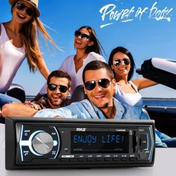 Marine Bluetooth Stereo Receiver - Hands-Free Calls, USB/SD, Single DIN<Pyle