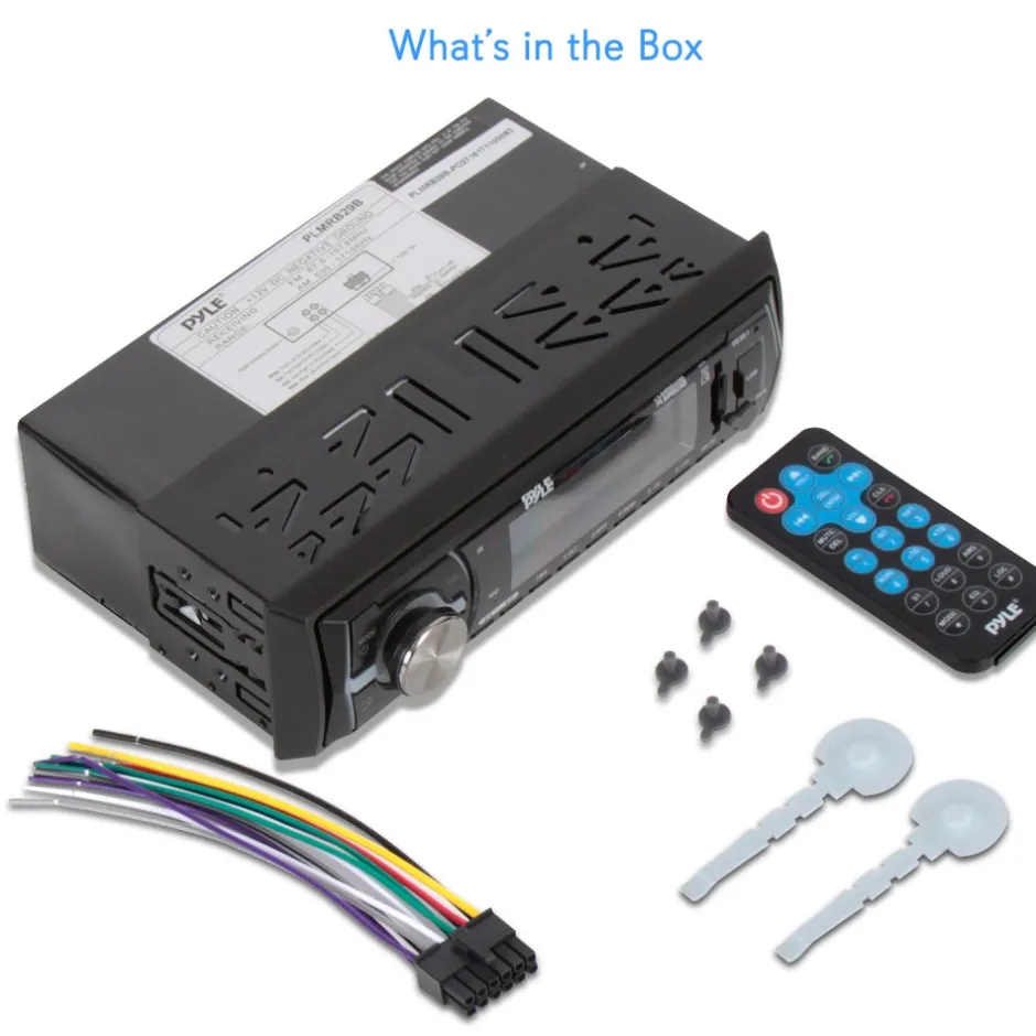 Marine Bluetooth Stereo Receiver - Hands-Free Calls, USB/SD, Single DIN<Pyle