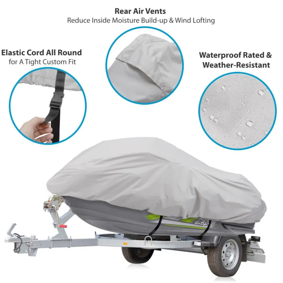 Marine Jetski Cover Waterproof 300D Polyester Gray 102" Max<Pyle Clearance