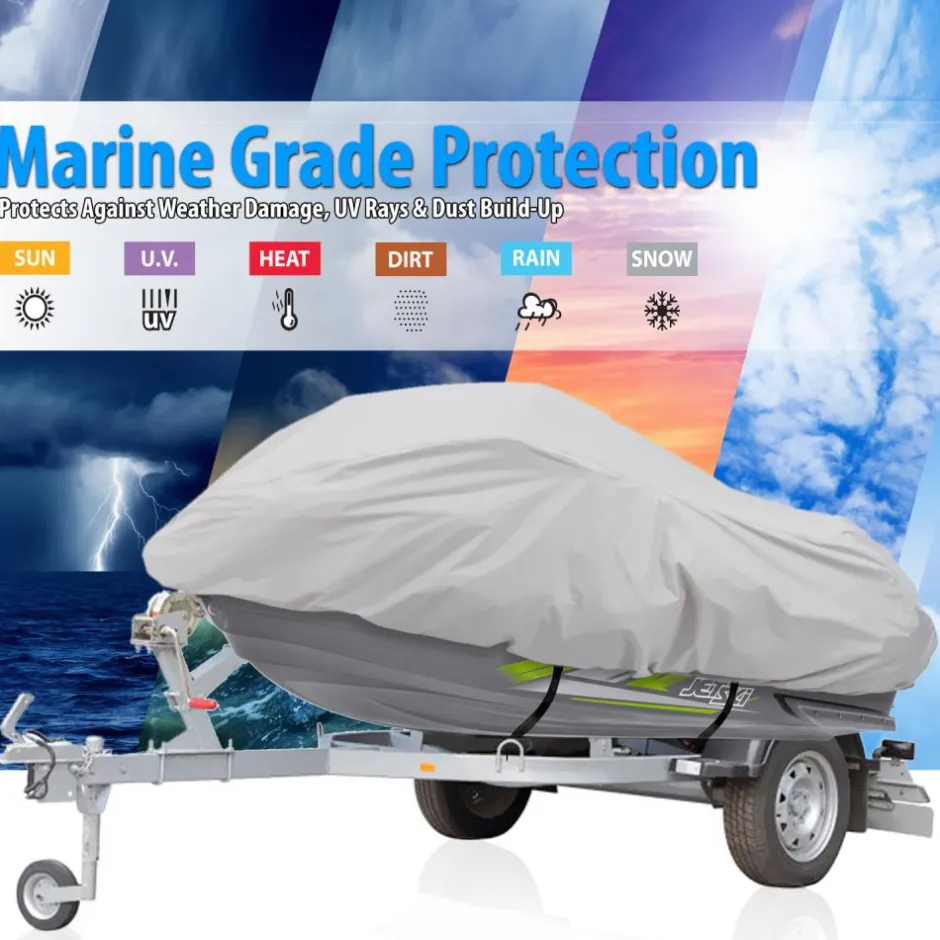 Marine Jetski Cover Waterproof 300D Polyester Gray 102" Max<Pyle Clearance