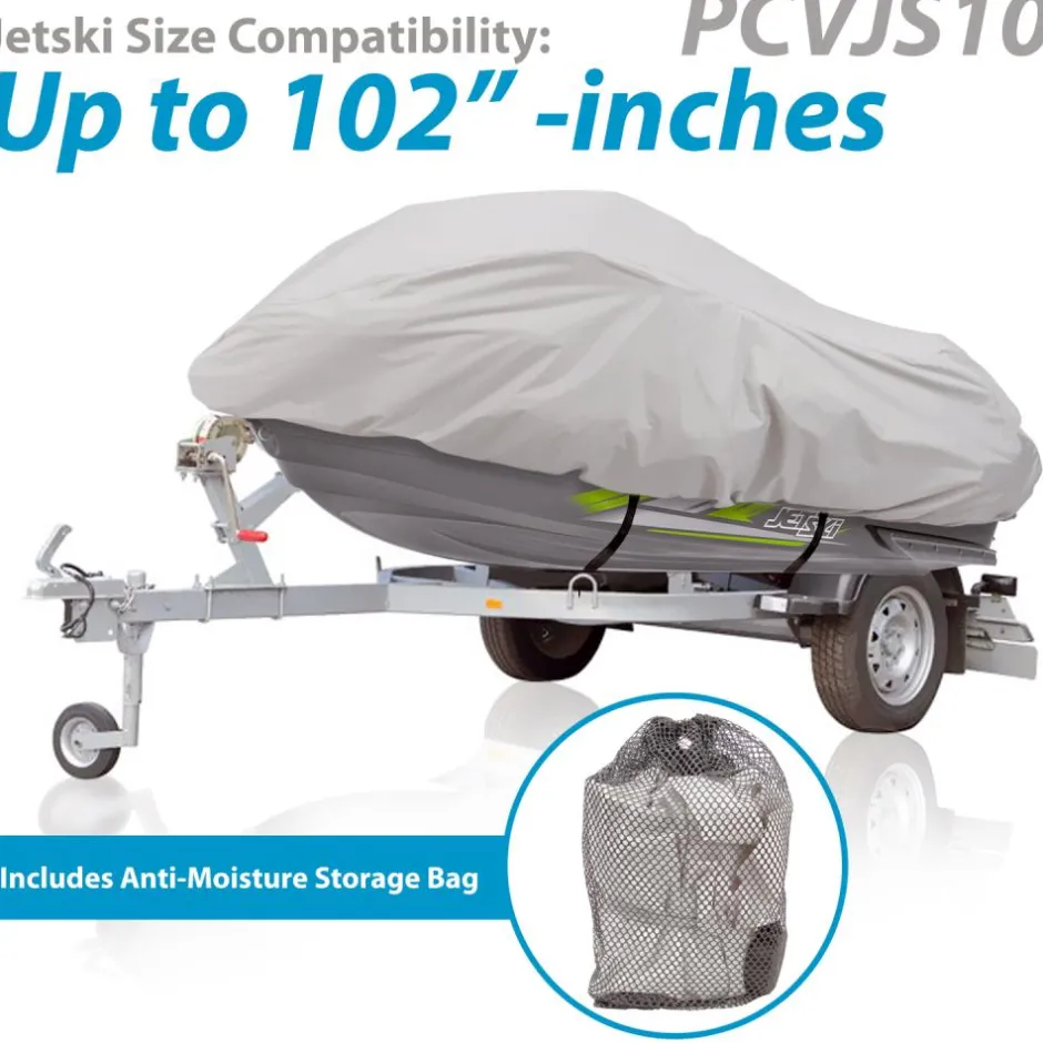 Marine Jetski Cover Waterproof 300D Polyester Gray 102" Max<Pyle Clearance