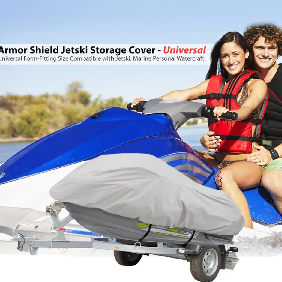 Marine Jetski Cover Waterproof 300D Polyester Gray 102" Max<Pyle Clearance