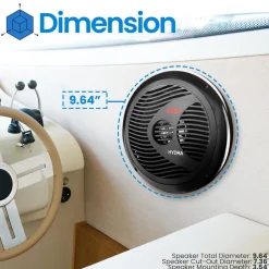 Marine Speakers 180W Waterproof Dual Cone Polyprone White<Pyle Online