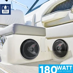 Marine Speakers 180W Waterproof Dual Cone Polyprone White<Pyle Online
