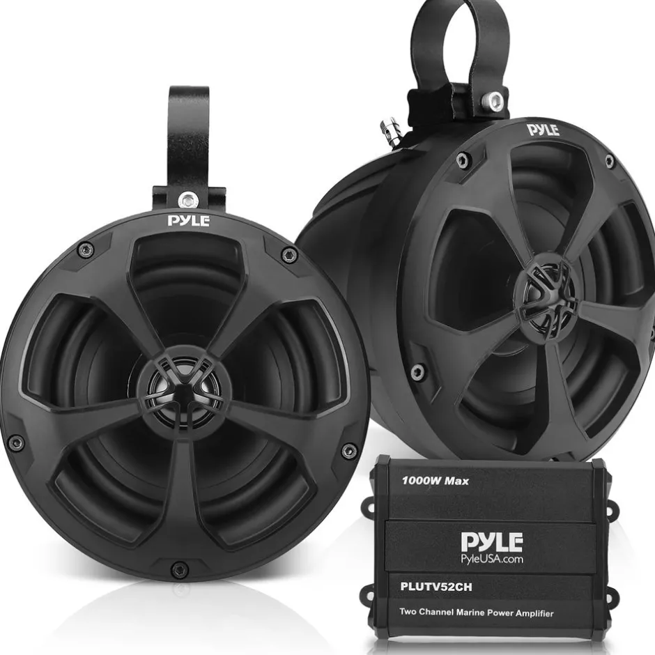Marine Speakers 1000W Waterproof 5.25" 2-Ch Amp IP-X45<Pyle Best