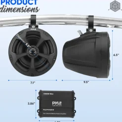 Marine Speakers 1000W Waterproof 5.25" 2-Ch Amp IP-X45<Pyle Best
