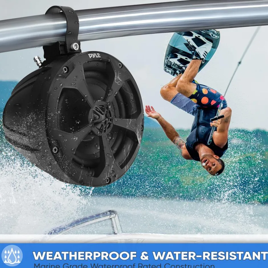 Marine Speakers 1000W Waterproof 5.25" 2-Ch Amp IP-X45<Pyle Best