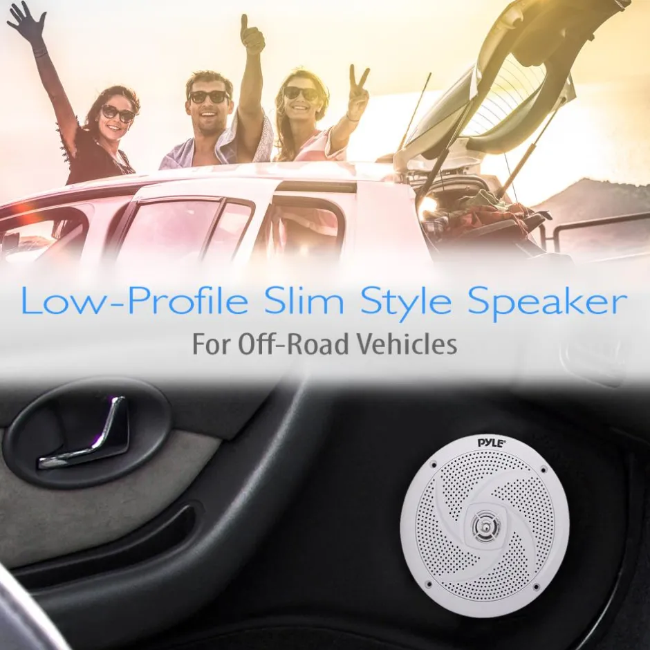 Marine Speakers 240W Waterproof 6.5" Low-Profile Slim White<Pyle Online