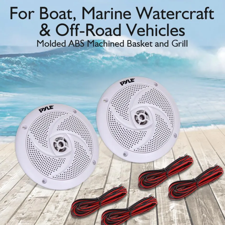Marine Speakers 180W Waterproof 5.25" Low-Profile White<Pyle