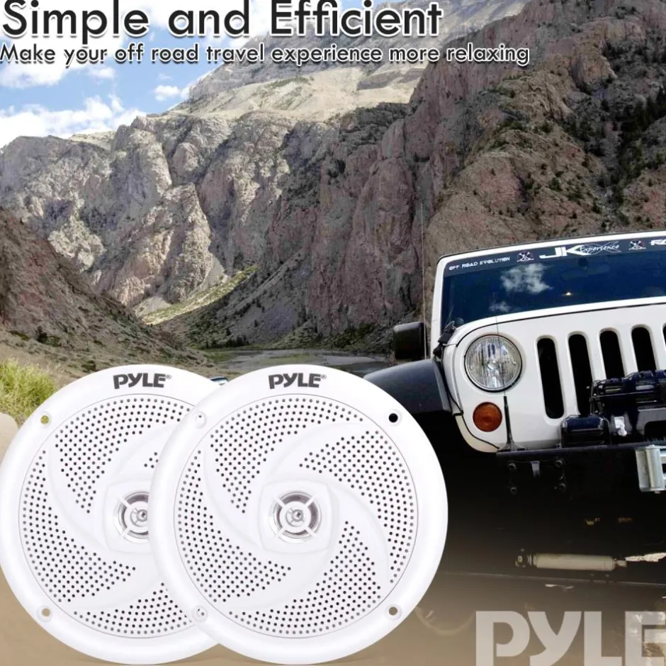 Marine Speakers 100W Waterproof Slim Design 4" White<Pyle Sale