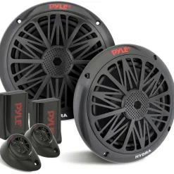 Marine Speakers 200W Weatherproof 6.5" Dual Cone, Poly Carbon, Pair<Pyle Clearance
