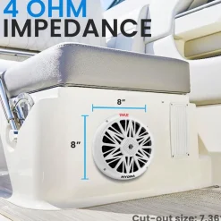 Marine Speakers, Waterproof, 300W Power, Poly Carbon Cone, White<Pyle Hot