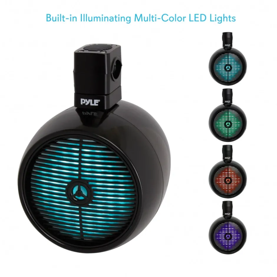 Marine Speakers Waterproof 480W LED Lights 8" White<Pyle Hot