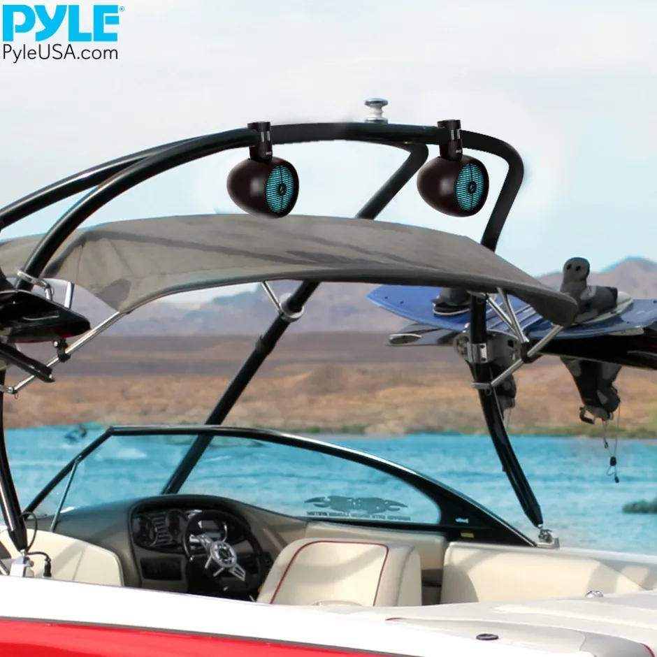 Marine Speakers Waterproof 480W LED Lights 8" White<Pyle Hot