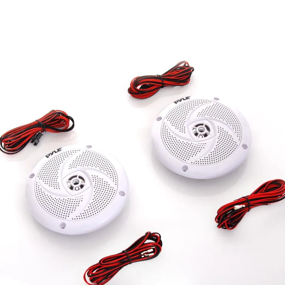Marine Speakers Waterproof 100W LED Lights Low-Profile White<Pyle
