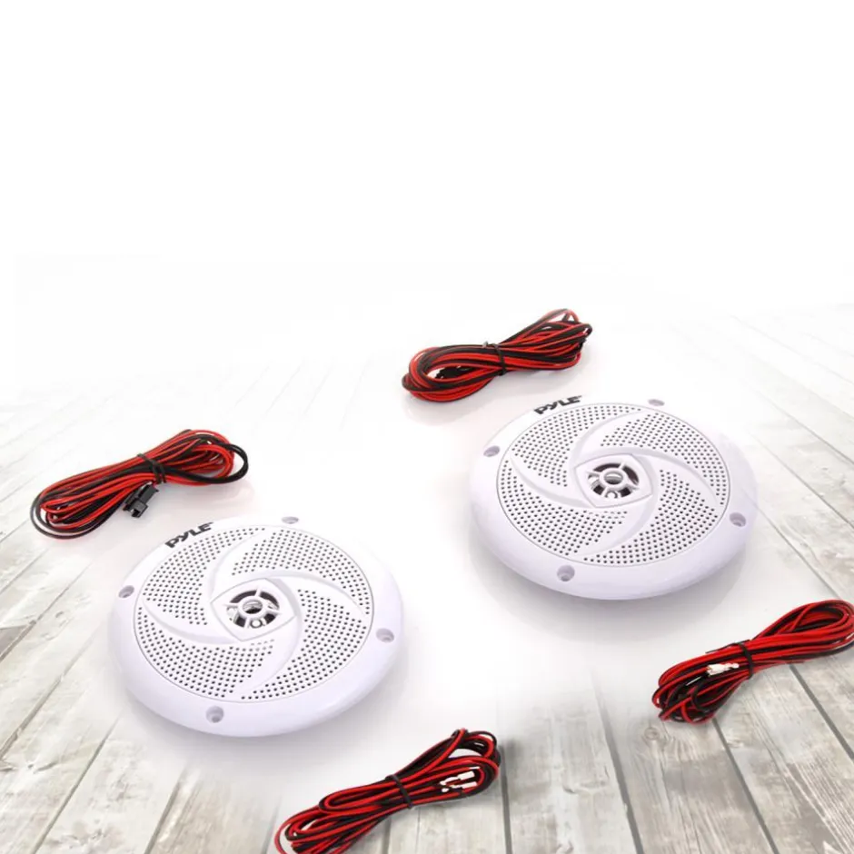 Marine Speakers Waterproof 100W LED Lights Low-Profile White<Pyle
