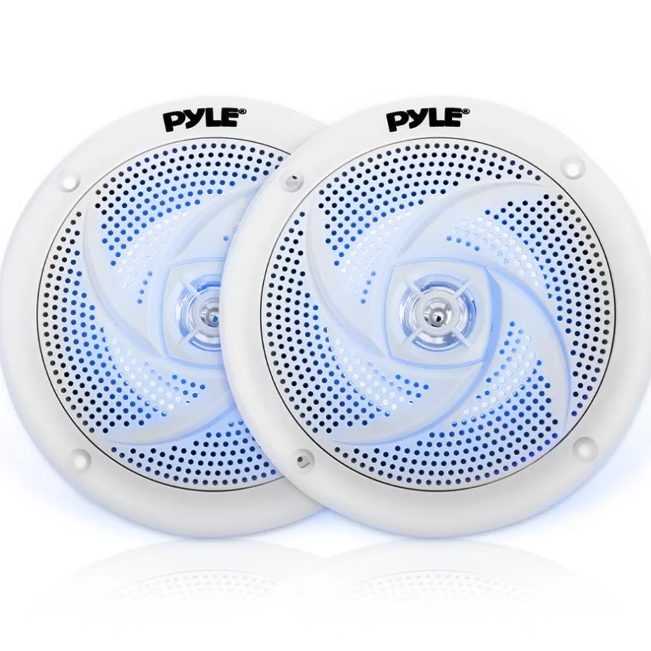 Marine Speakers Waterproof 180W LED Lights Low-Profile 5.25" Pair<Pyle Sale