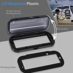 Marine Stereo Cover, Water Resistant Shield, Smoke Window, Flip-Up Door<Pyle