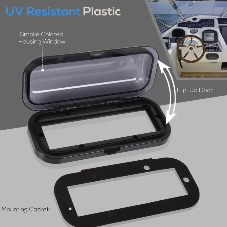 Marine Stereo Cover, Water Resistant Shield, Smoke Window, Flip-Up Door<Pyle