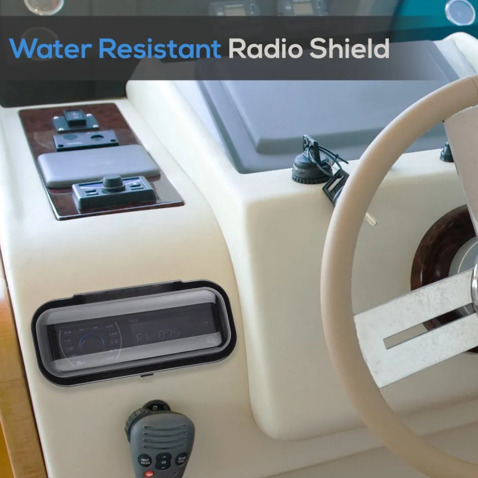 Marine Stereo Cover, Water Resistant Shield, Smoke Window, Flip-Up Door<Pyle