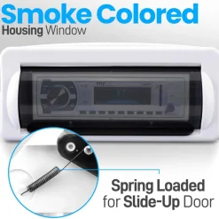 Marine Stereo Cover, Water Resistant, Smoke Window, White Base<Pyle New