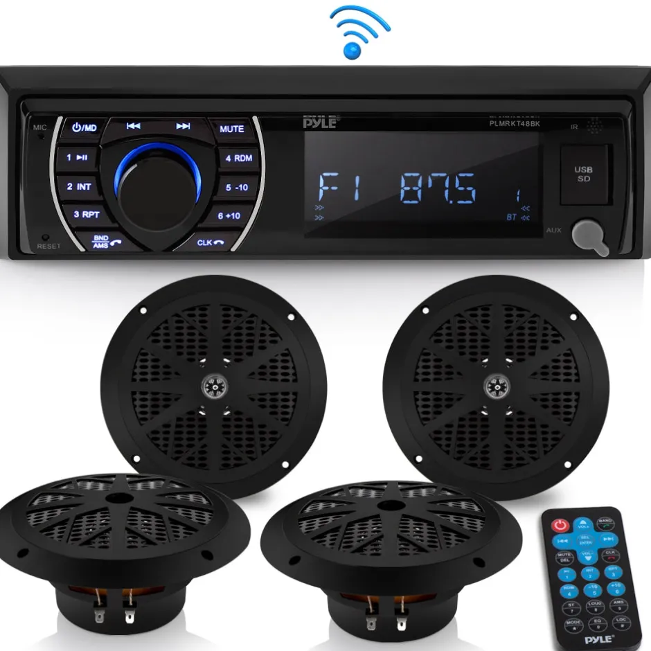 Marine Stereo Kit Bluetooth Hands-Free 4 Waterproof Speakers<Pyle Discount