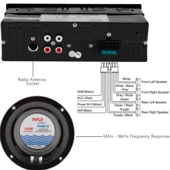 Marine Stereo Kit Bluetooth Hands-Free 4 Waterproof Speakers<Pyle Discount