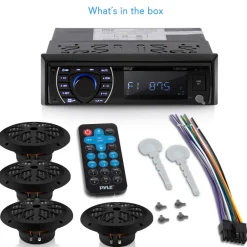 Marine Stereo Kit Bluetooth Hands-Free 4 Waterproof Speakers<Pyle Discount