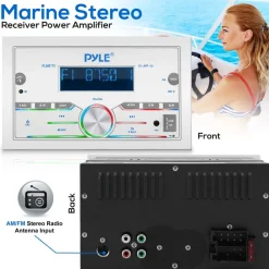 Marine Stereo 300W Bluetooth Double DIN LCD Display White<Pyle