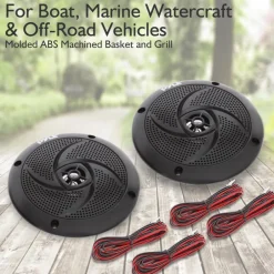 Marine Waterproof Speakers 6.5" - 240W, LED Lights, Slim Style, Blue<Pyle Online