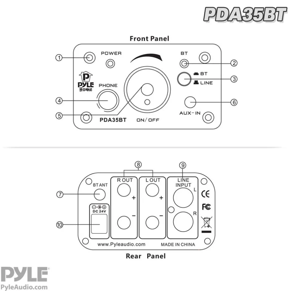 Mini Bluetooth Amplifier 100W Compact Design with Aux Inputs<Pyle Outlet