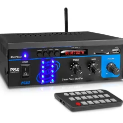 Mini Bluetooth Stereo Amplifier - 150W Power, RCA Input, Blue LED Display<Pyle New