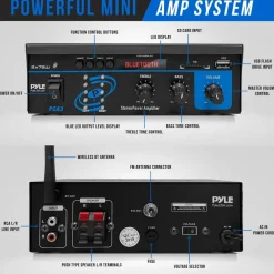 Mini Bluetooth Stereo Amplifier - 150W Power, RCA Input, Blue LED Display<Pyle New