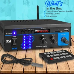 Mini Bluetooth Stereo Amplifier - 150W Power, RCA Input, Blue LED Display<Pyle New