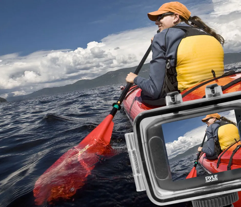 Mini HD Sports Camera 720p Touchscreen Waterproof Case Red<Pyle Discount